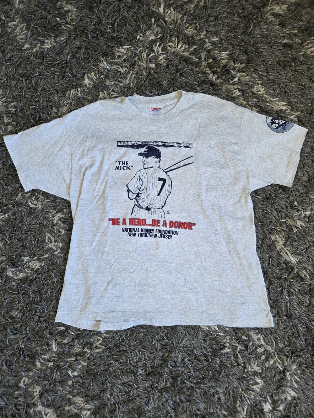 Vintage NY Yankees Mickey Mantle "The Mick" Charity T-Shirt Size XL RARE